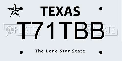 T71TBB Texas License Plate