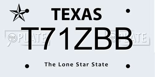 T71ZBB Texas License Plate