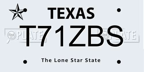 T71ZBS Texas License Plate