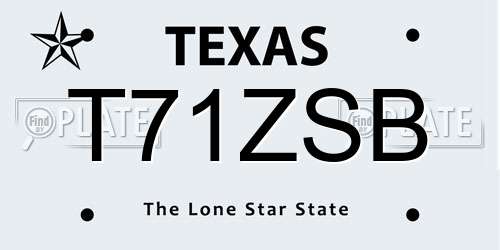 T71ZSB Texas License Plate