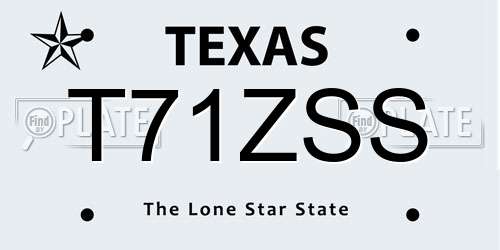 T71ZSS Texas License Plate