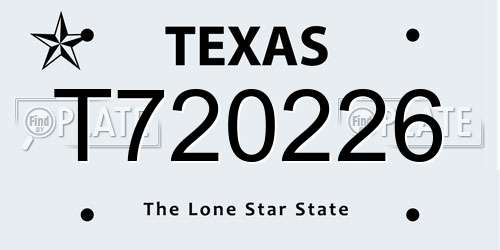 T720226 Texas License Plate