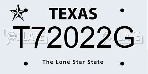 T72022G Texas License Plate
