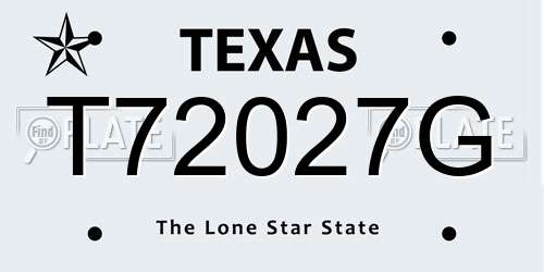 T72027G Texas License Plate
