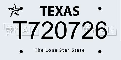 T720726 Texas License Plate