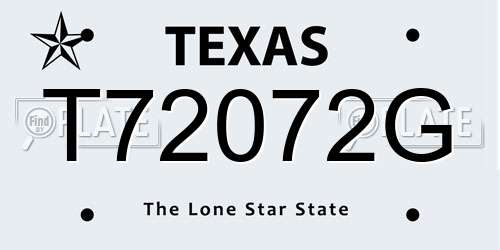 T72072G Texas License Plate