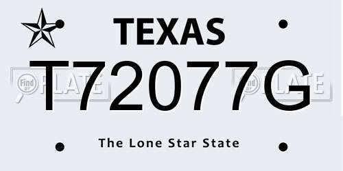 T72077G Texas License Plate