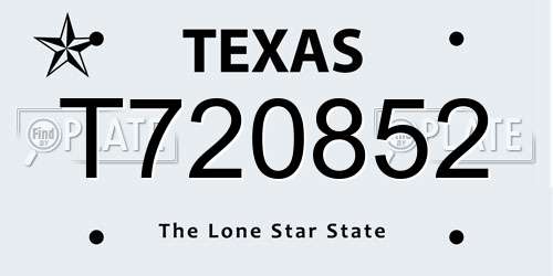 T720852 Texas License Plate