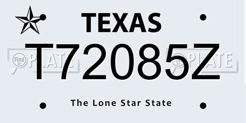 T72085Z Texas License Plate