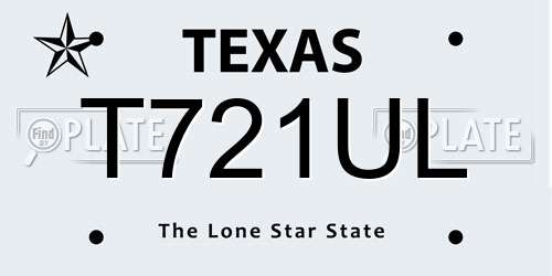 T721UL Texas License Plate