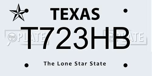 T723HB Texas License Plate