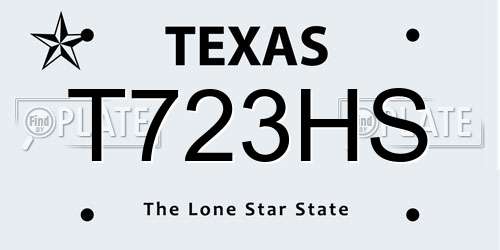 T723HS Texas License Plate
