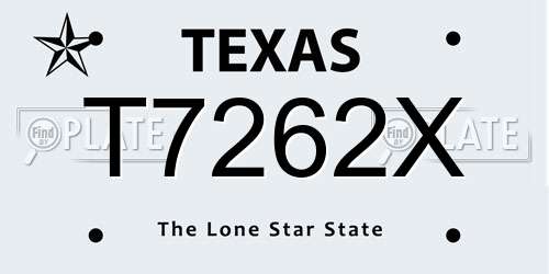 T7262X Texas License Plate