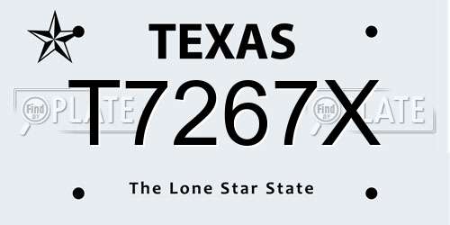 T7267X Texas License Plate
