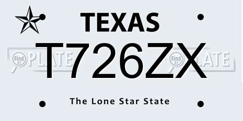 T726ZX Texas License Plate