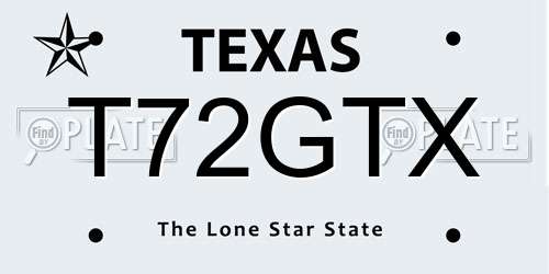 T72GTX Texas License Plate