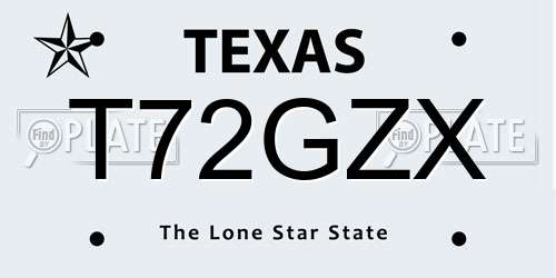 T72GZX Texas License Plate