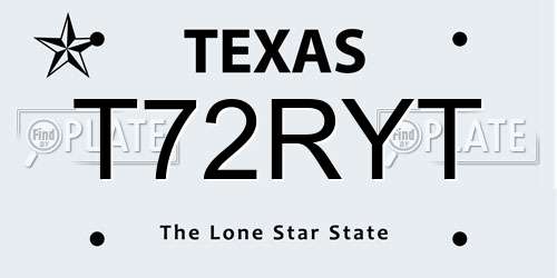 T72RYT Texas License Plate
