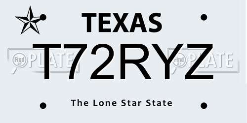 T72RYZ Texas License Plate