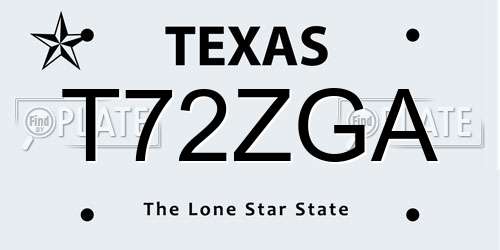 T72ZGA Texas License Plate