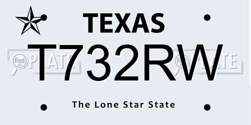 T732RW Texas License Plate
