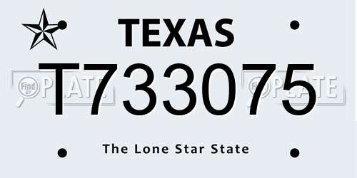 T733075 Texas License Plate