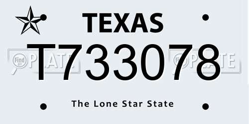 T733078 Texas License Plate