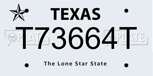 T73664T Texas License Plate