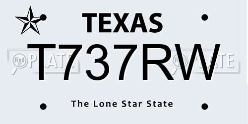 T737RW Texas License Plate