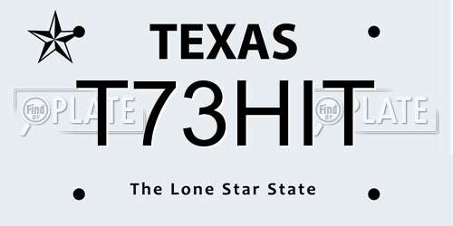 T73HIT Texas License Plate