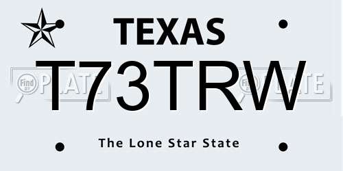 T73TRW Texas License Plate