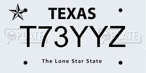 T73YYZ Texas License Plate