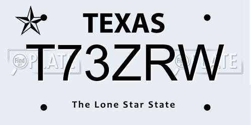 T73ZRW Texas License Plate