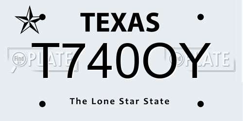 T740OY Texas License Plate