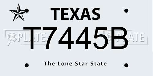 T7445B Texas License Plate
