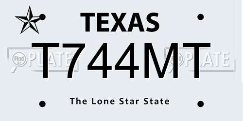 T744MT Texas License Plate