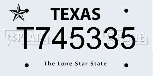 T745335 Texas License Plate