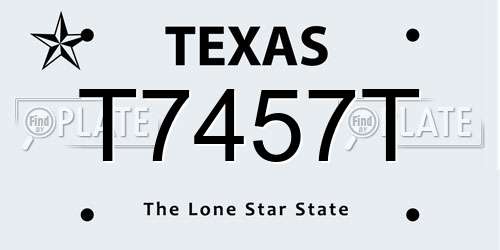 T7457T Texas License Plate