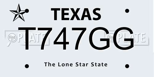 T747GG Texas License Plate