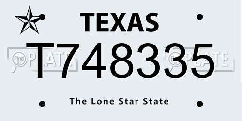 T748335 Texas License Plate