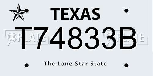 T74833B Texas License Plate