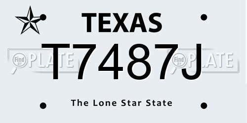 T7487J Texas License Plate