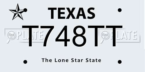 T748TT Texas License Plate