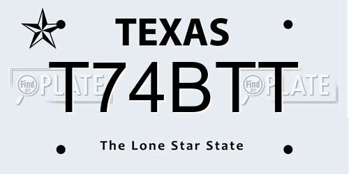 T74BTT Texas License Plate