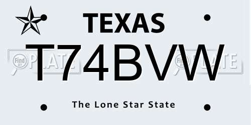 T74BVW Texas License Plate