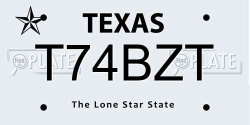 T74BZT Texas License Plate