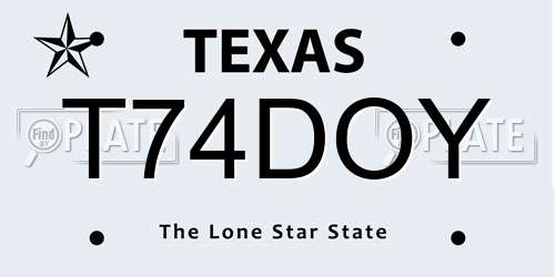 T74DOY Texas License Plate