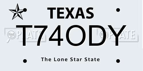 T74ODY Texas License Plate