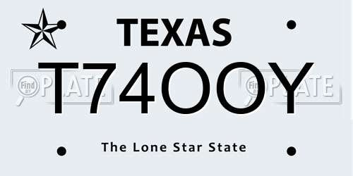 T74OOY Texas License Plate