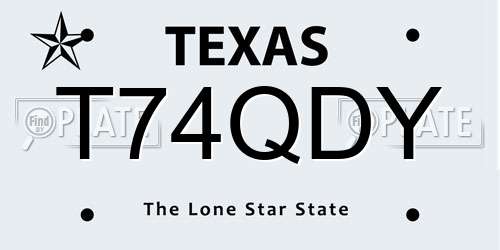 T74QDY Texas License Plate